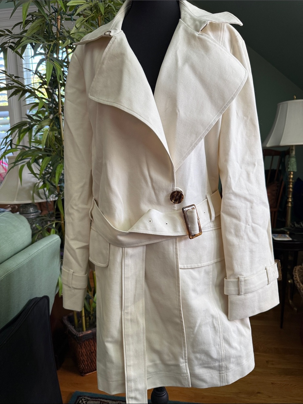 Cream canvas trench coat